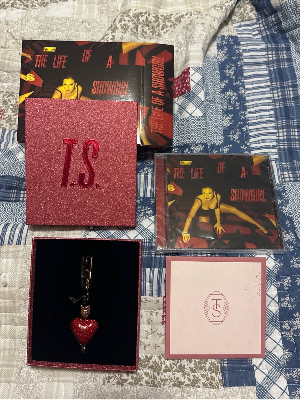 Taylor Swift Pink Glitter 'T.S.' CD Box Set with Red Heart Charm